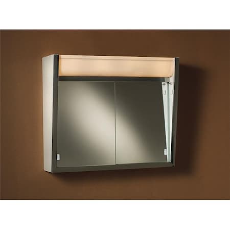 Jensen Jensen 124LP 24 x 23 in. 2 Door Ensign Polished Medicine Cabinet with 4 Light & Stainless Steel; Basic White 124LP
